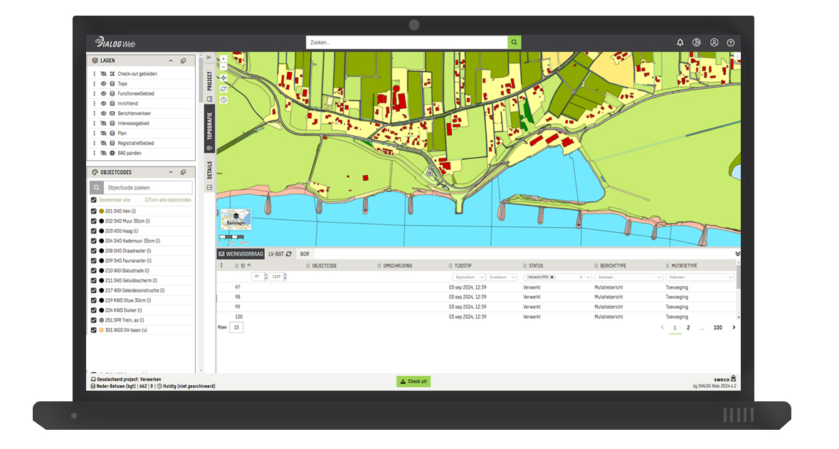 een laptop met een voorbeeld van dg DIALOG Web