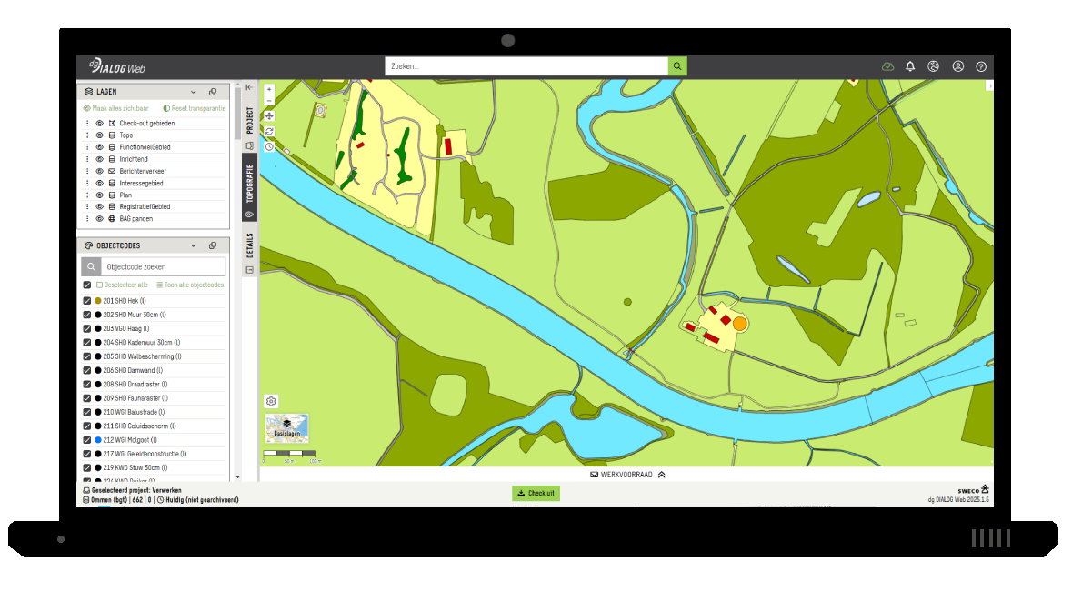 Laptop met een screenshot van dg DIALOG Web