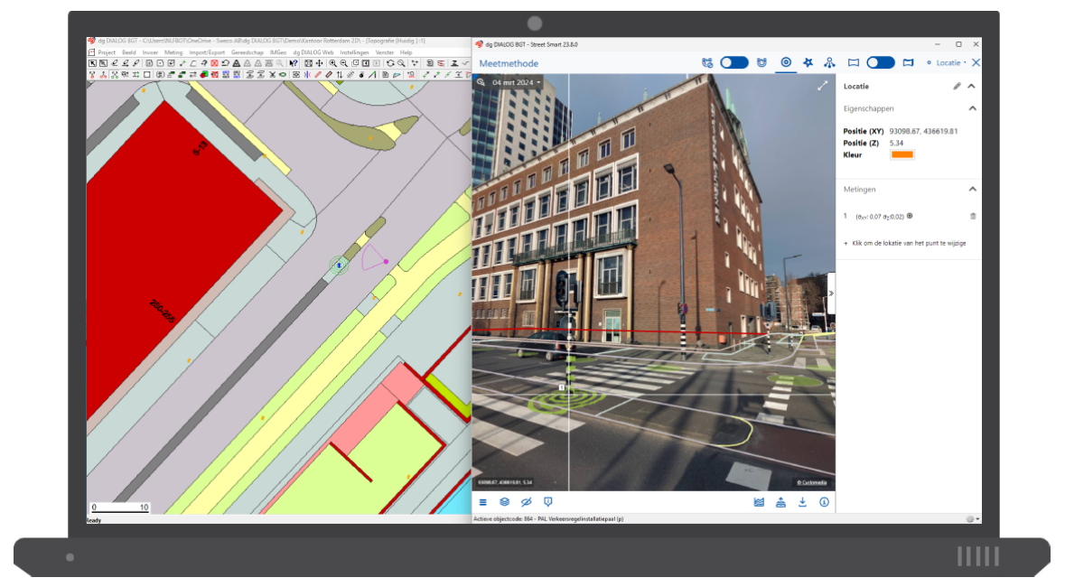 Laptop met screenshot van dg DIALOG BGT in combinatie met Street Smart