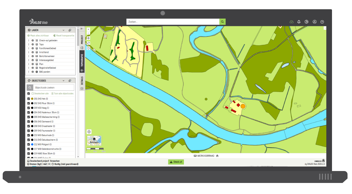 Laptop met een screenshot van dg DIALOG Web